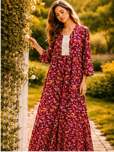 Magenta floral maxi dress carried at Amarettos
